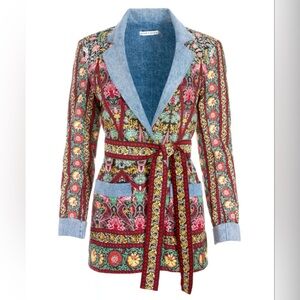 Alice and Olivia Multicolor Floral Denim Women’s Verna Blazer